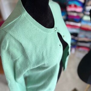 J. Crew Light Green Women's Cashmere Cardigan Sweater, S
